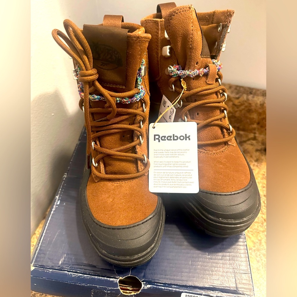Reebok Tan Boots with Black Soles